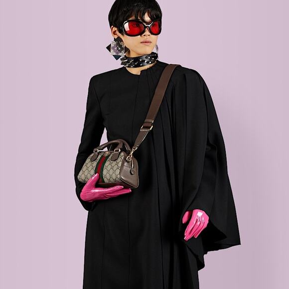 Gucci Ophidia GG Mini Top Handle Bag Dome Shape Crossbody Brown Gold New Rare - Picture 5 of 16